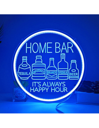 Luz de Neón Britrio Botella de Cerveza Azul 30x30cm USB