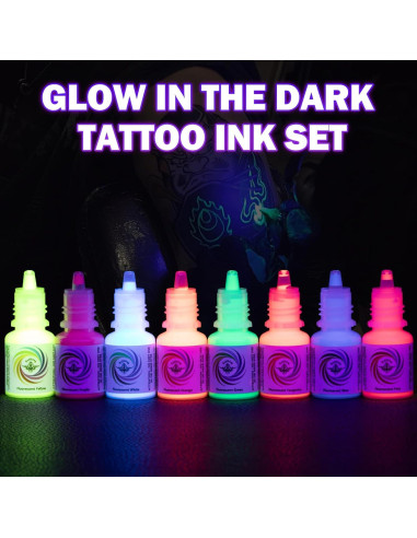 Juego de Tinta Fluorescente para Tatuajes Ybeauty 8 Colores 5ml