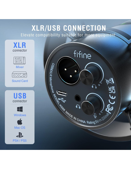 Micrófono Dinámico FIFINE K688T con Soporte de Brazo para Podcast Micrófono Dinámico FIFINE K688T con Soporte de Brazo para Podcast