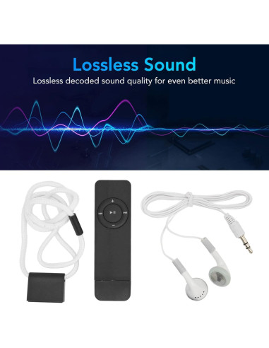 Reproductor MP3 Portátil ASHATA Sonido HiFi 99.7g Negro