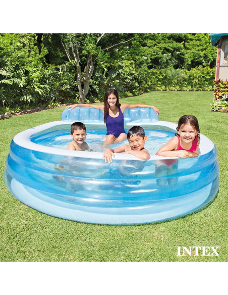 Piscina Inflable Familiar Intex 640L con Banco y Portavasos Piscina Inflable Familiar Intex 640L con Banco y Portavasos