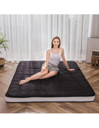 Colchón Futon MAXYOYO Twin Negro 203x99 cm Plegable y Portátil