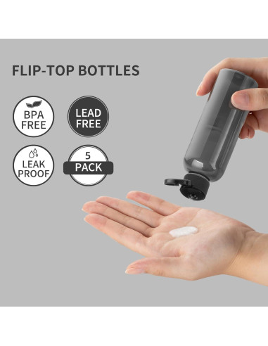 Botellas de Viaje LISAPACK 100ml Tapa Abatible 5 Pcs