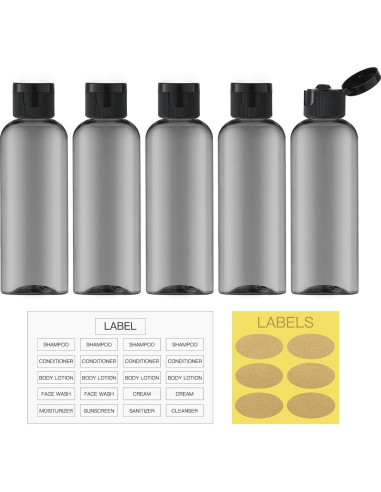 Botellas de Viaje LISAPACK 100ml Tapa Abatible 5 Pcs