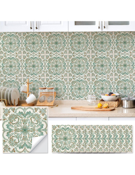 Calcomanías de Azulejos Cuadrados Vintage AM AMAONM 10pcs 20x20cm Calcomanías de Azulejos Cuadrados Vintage AM AMAONM 10pcs 20x20cm