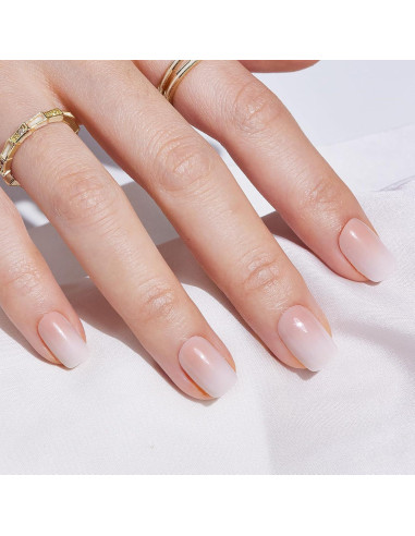 Uñas Postizas Ombre Cuadradas Cortas Findigit - 32 Uñas de Gel