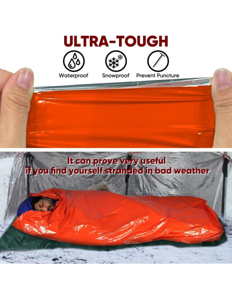 Bolsa de Dormir de Emergencia Anyoo Mylar Impermeable 2 Unidades Bolsa de Dormir de Emergencia Anyoo Mylar Impermeable 2 Unidades