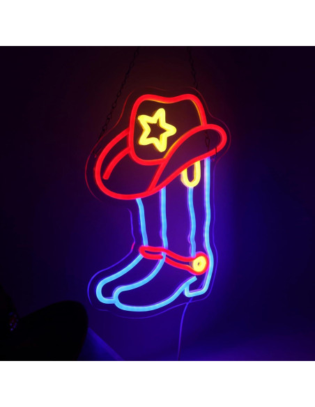 Cartel de Neón LED ASONGLIFE Botas y Sombrero Vaquero 25.4x33.4cm Cartel de Neón LED ASONGLIFE Botas y Sombrero Vaquero 25.4x33.4cm