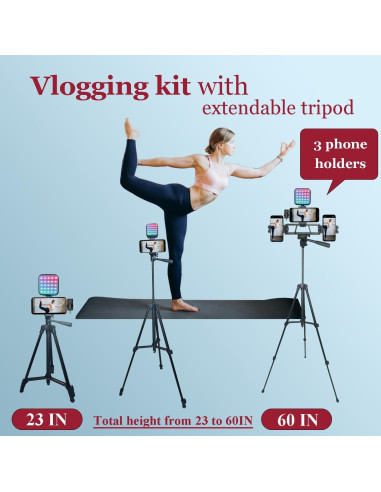 Kit de Vlogging Litchitech con Trípode 152.4 cm, Luz RGB y Micrófono
