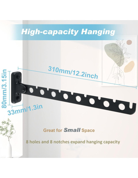 Soporte Plegable para Ropa Alise YHD1008-B Negro Mate 8 Ganchos Soporte Plegable para Ropa Alise YHD1008-B Negro Mate 8 Ganchos