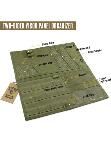 Organizador de Visera WYNEX Molle para Pickup F150 - Verde Militar