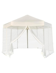 Carpa Plegable ZQQLVOO 3.6x3.1m Crema con 6 Paredes