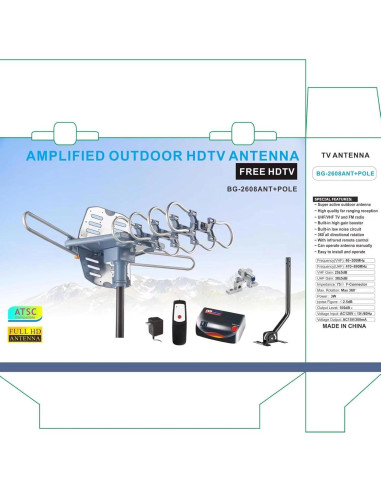 Antena de TV Exterior Amplificada Genérico BG2608 4K 1080P