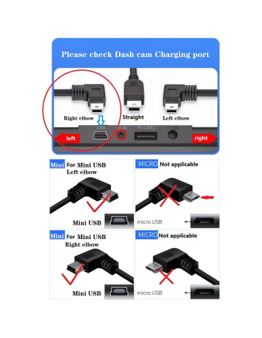 Cable de Cargador Mini USB ATYFUER 3.5m para Dash Cam y GPS