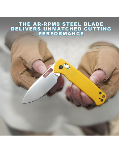 Cuchillo Plegable CJRB Hectare 8 cm Acero AR-RPM9 Mango G10 Negro