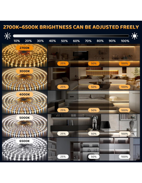 Tira LED regulable 15m FuZhou 900 LEDs 2700K-6500K con control remoto