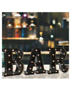 Letrero Iluminado LED OYCBUZO Letra BAR 22.5x4.5cm Negro