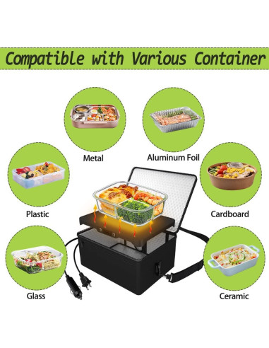 Horno Portátil Eléctrico ROTTOGOON 12V 24V 110V Calentador de Comida