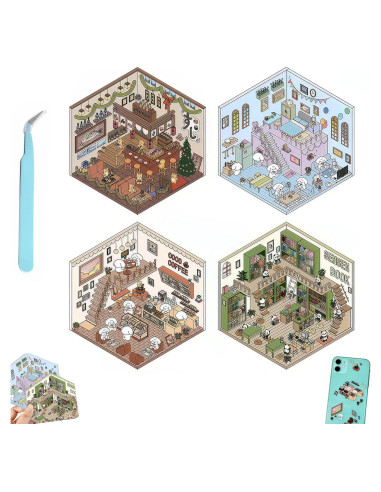 Pegatinas 3D EUTVIBRP para Decoración Creativa - 4 Escenas
