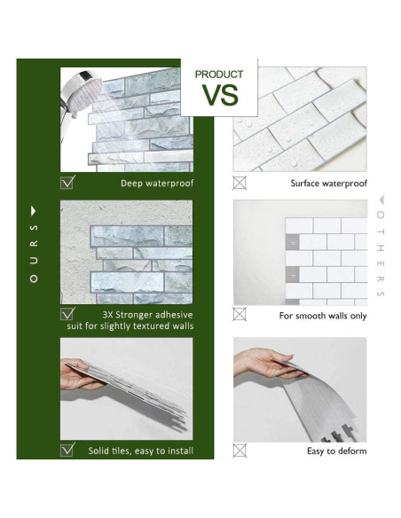 Azulejos Autoadhesivos STICKGOO 10 Hojas 30.48cm Piedra Cultivada Azulejos Autoadhesivos STICKGOO 10 Hojas 30.48cm Piedra Cultivada