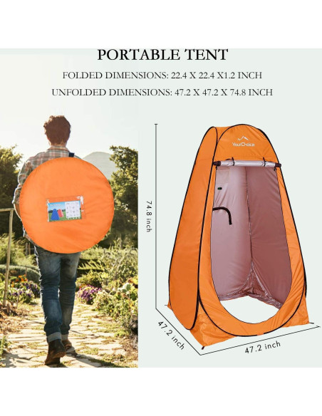Carpa de Privacidad Pop Up Tu Elección 1.88m Naranja Camping Carpa de Privacidad Pop Up Tu Elección 1.88m Naranja Camping
