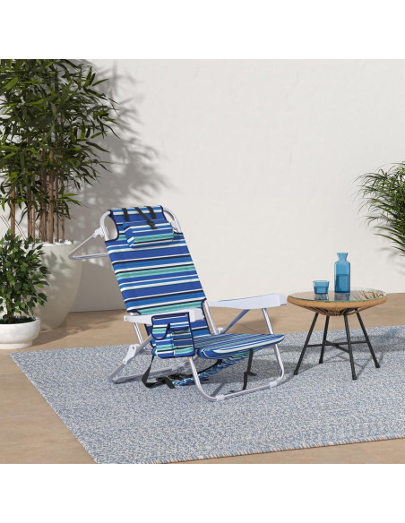 Silla de Playa Plegable Yestomo con Bolsa Enfriadora 350LBS Silla de Playa Plegable Yestomo con Bolsa Enfriadora 350LBS