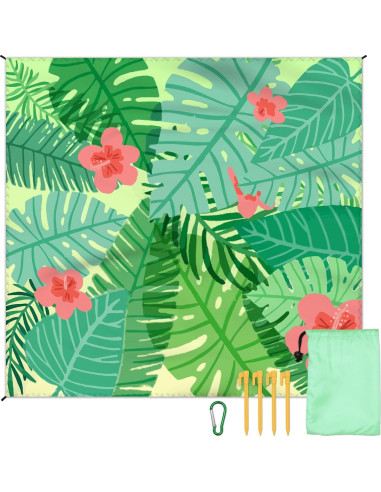 Manta de Playa Impermeable DPWCVM 200x210 cm Verde para 2-4 Adultos