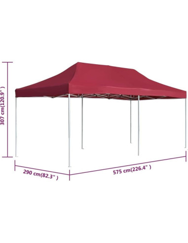 Carpa Plegable HXUHUWS 6x3m Aluminio Impermeable Rojo Vino