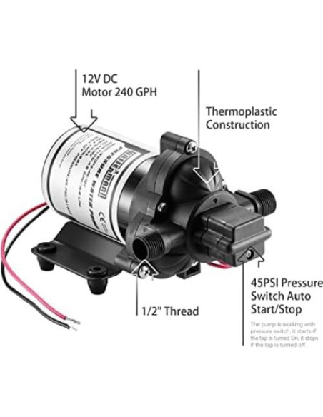 Bomba de Agua Eléctrica WASSERMANN 12V Autocebante 4 GPM Bomba de Agua Eléctrica WASSERMANN 12V Autocebante 4 GPM