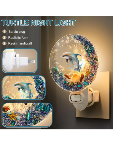 Luz Nocturna Enchufable Hortsun Delfín Decorativa 11.9cm
