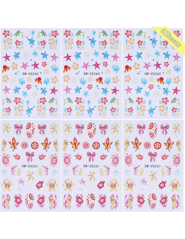 Calcomanías de Uñas 3D Autoadhesivas POWPOP Vida Marina 6PCS
