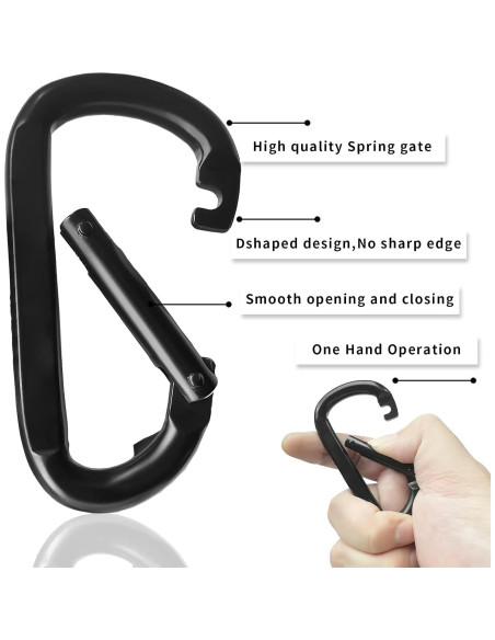 Clip de Carabinero Oak-Sports 3" Negro Alta Resistencia 399 kg Clip de Carabinero Oak-Sports 3" Negro Alta Resistencia 399 kg