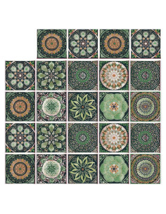 24 Calcomanías de Azulejos GULELAYAR 10x10 cm Estilo Mandala