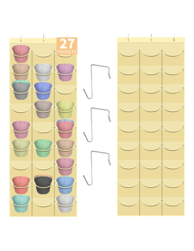 Soporte para Gorras clbutge 27 Bolsillos Montaje en Pared Beige