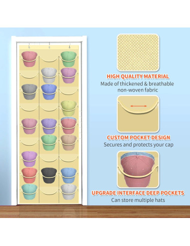 Soporte para Gorras clbutge 27 Bolsillos Montaje en Pared Beige