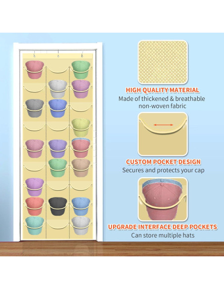 Soporte para Gorras clbutge 27 Bolsillos Montaje en Pared Beige Soporte para Gorras clbutge 27 Bolsillos Montaje en Pared Beige