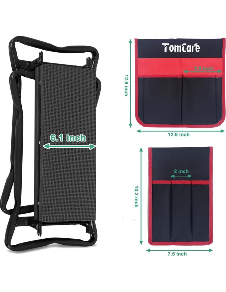Banco de Jardín Plegable TomCare con Bolsa de Herramientas Banco de Jardín Plegable TomCare con Bolsa de Herramientas