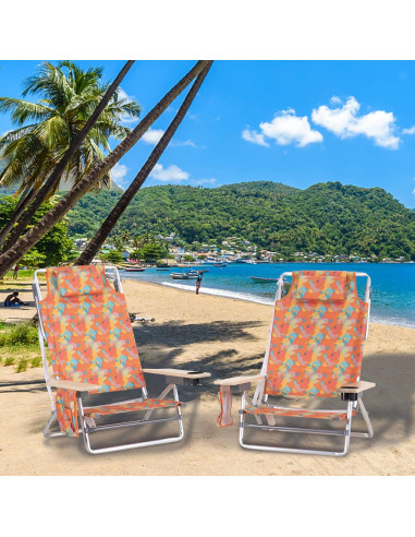Sillas de Playa Plegables GREEN PARTY 2 Pack Camo 5 Posiciones