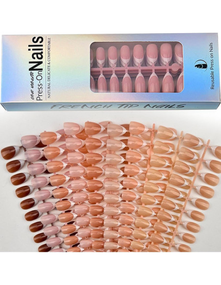 Kit 270 Uñas Postizas Francesas Blancas Almendra Puyokinm Kit 270 Uñas Postizas Francesas Blancas Almendra Puyokinm