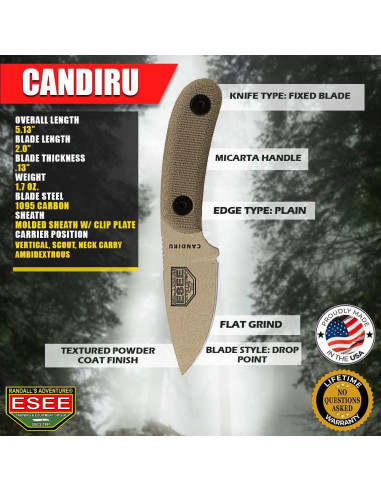 Cuchillo ESEE Candiru Tan Desierto con Funda y Mango Micarta