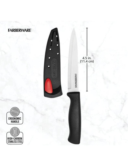 Cuchillo de Utilidad Farberware 11.43 cm con Afilador Negro Cuchillo de Utilidad Farberware 11.43 cm con Afilador Negro