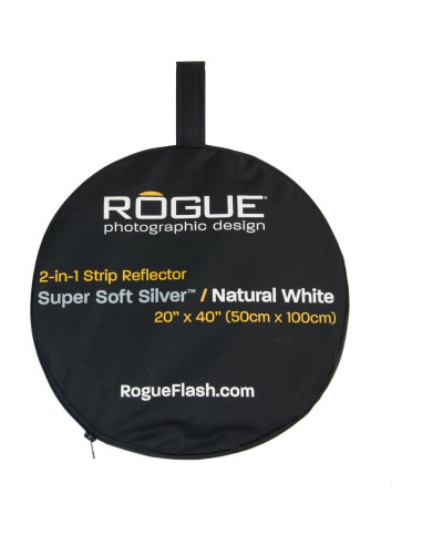 Reflector Fotográfico Colapsable Rogue 20x50cm Plata Suave/Blanco