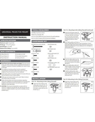 Soporte de Techo DYNAVISTA para Proyector Ajustable Negro