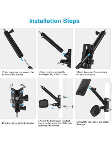 Soporte de Montaje en Poste HOLACA para Panel Solar Arlo - Negro