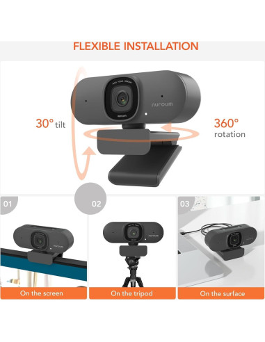 Cámara Web NUROUM V15AF 2K HD Autofocus Doble Micrófono