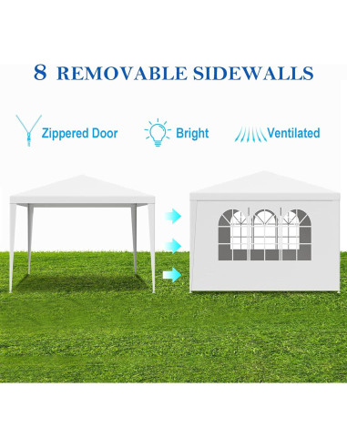 Carpa de Fiesta 3x3m Gefaxi con 4 Paredes Removibles Blanca
