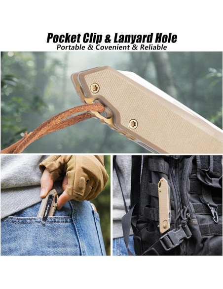Cuchillo Plegable FLISSA EDC Acero D2 Mango G10 Camping Marrón Cuchillo Plegable FLISSA EDC Acero D2 Mango G10 Camping Marrón