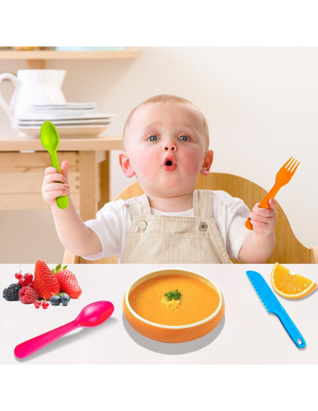 Juego de Cubiertos Reutilizables para Niños Jawbush 12 Piezas Juego de Cubiertos Reutilizables para Niños Jawbush 12 Piezas