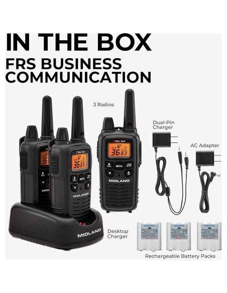 Walkie Talkies Midland LXT633VP3 - 3 Pack, Alcance Largo, NOAA Walkie Talkies Midland LXT633VP3 - 3 Pack, Alcance Largo, NOAA