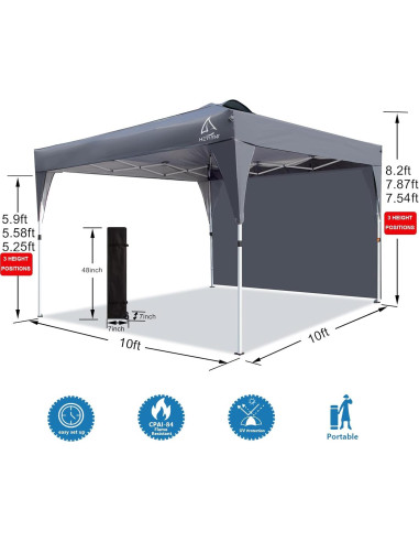 Carpa Plegable 3x3 m HEYTENT Impermeable con Pared Lateral